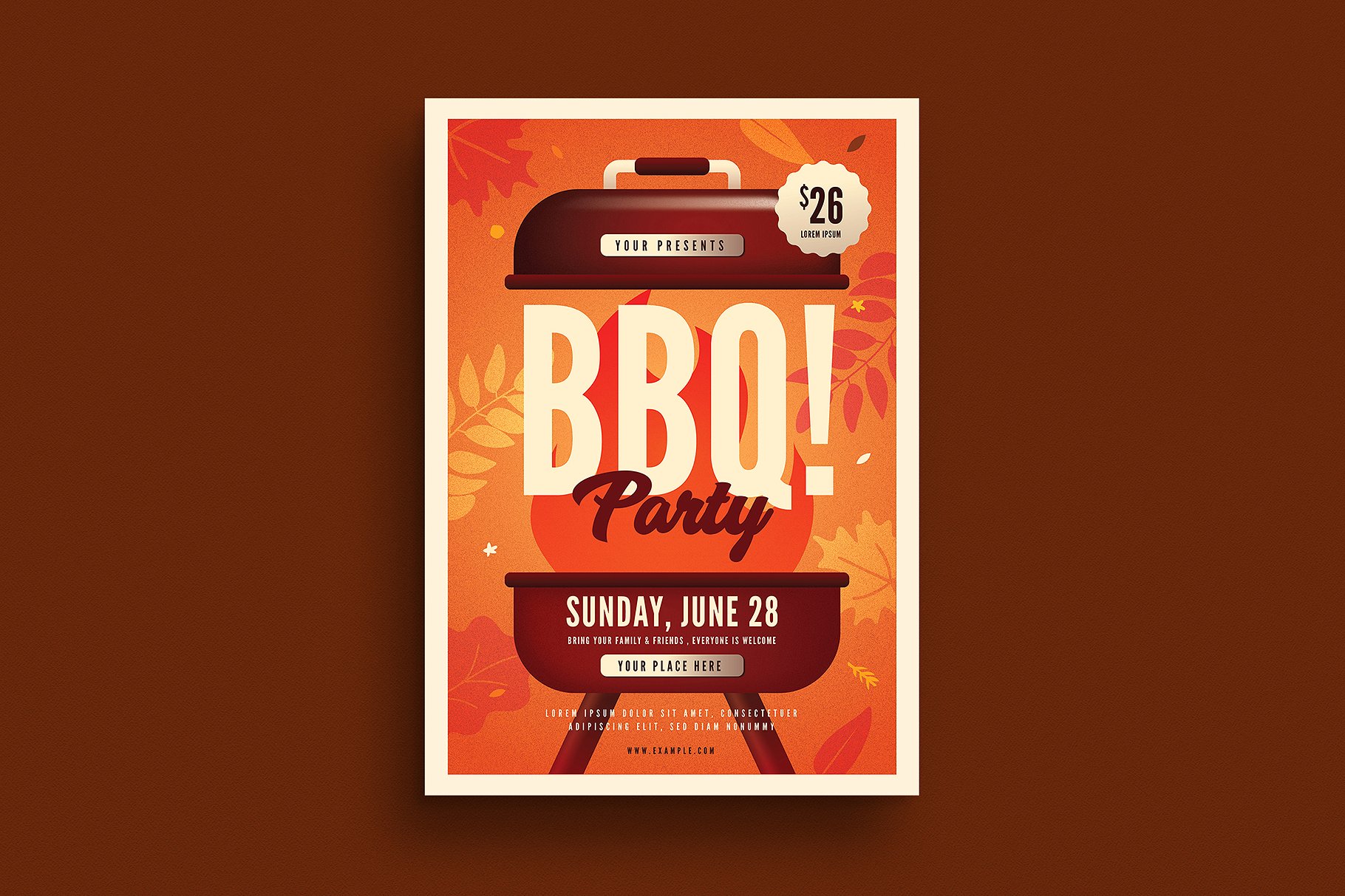 秋季烧烤派对海报设计模板autumnbbqpartyflyer