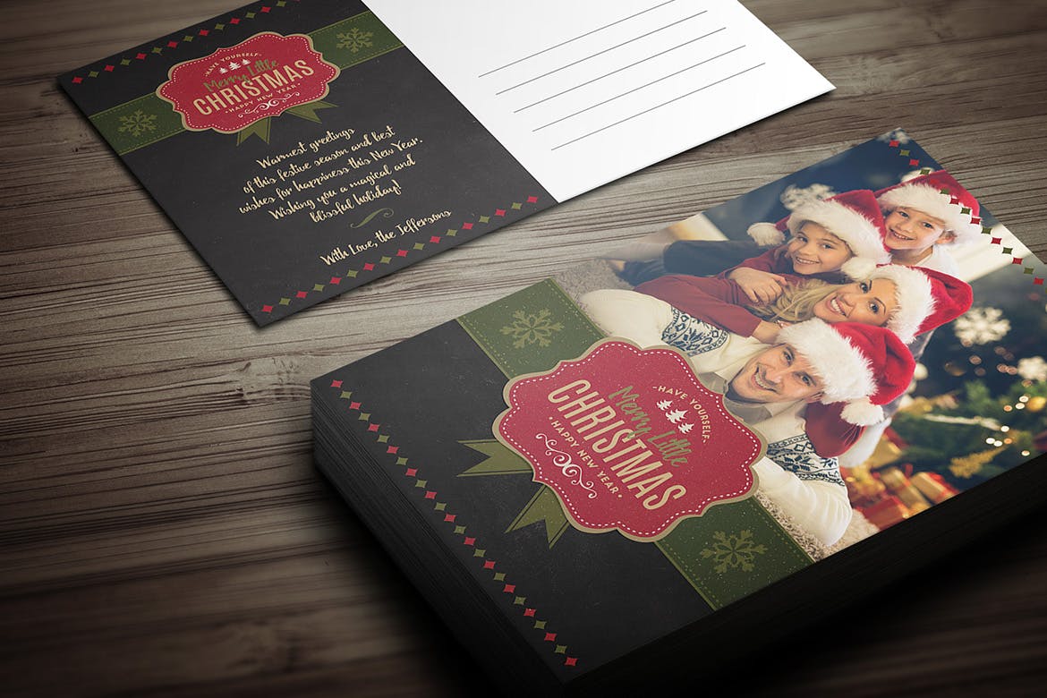 温馨圣诞节主题照片贺卡设计模板christmasgreetingphotocard