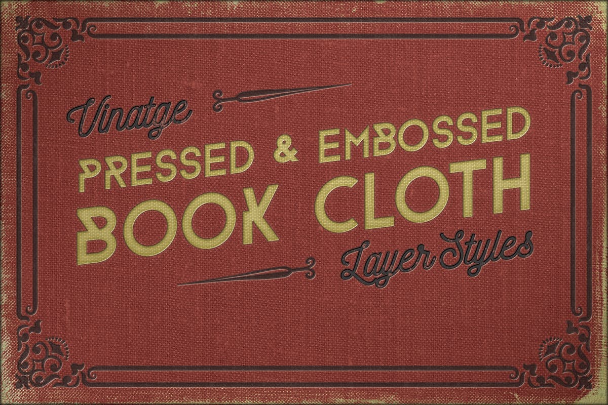 印花压纹布艺图层样式 Vintage Pressed Book Cloth Styles+