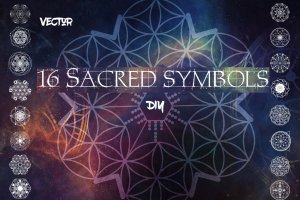 16个占星术曼陀罗神圣符号矢量几何图形素材 16 Sacred symbols