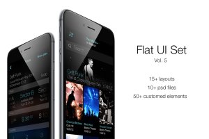扁平设计风格iOS应用UI设计套件v5 iOS Flat UI Set Vol. 5