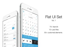 iOS应用扁平设计风格UI设计素材包v1 iOS Flat UI Set Vol. 1