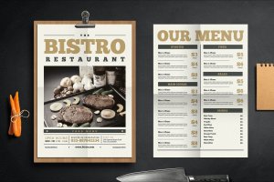 报纸样式创意西餐厅菜单模板 Newspaper Menu