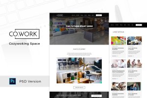开放办公室设计/创意空间装修服务网站PSD模板 CoWork – Open Office & Creative Space PSD Template