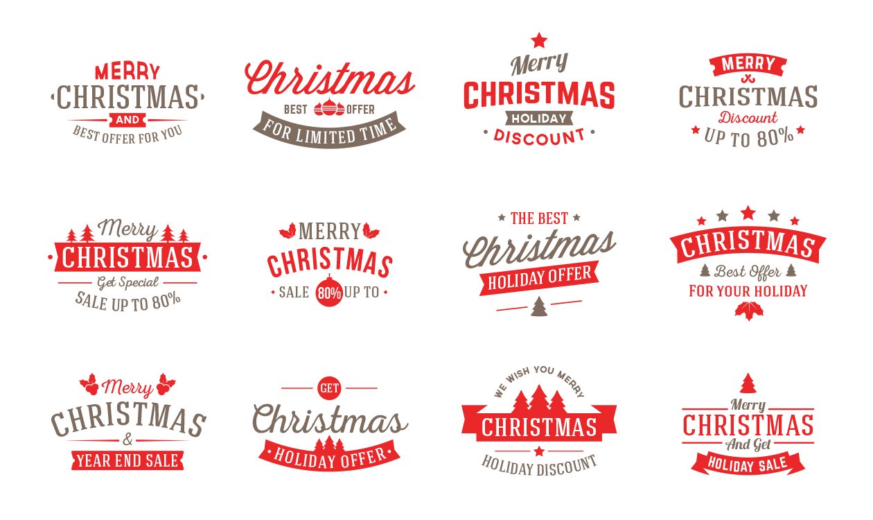 新鲜时尚的圣诞节字体设计素材下载[Ai]