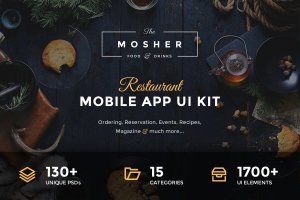 餐厅&咖啡厅美食主题APP UI套件 Mosher – Restaurant Mobile App UI Kit