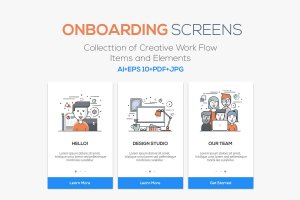 15款工作流概念插画APP应用启动页引导设计模板 Onboarding Screens for App