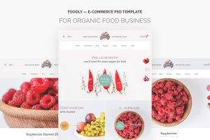 水果生鲜超市网上商城PSD设计模板 Foodly — Organic Food Store PSD Template