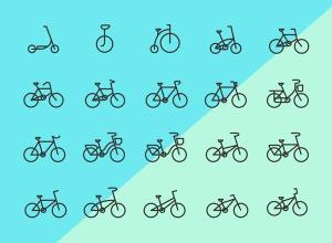 各式各样的自行车图标套装下载[For Ai]
