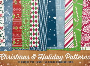 圣诞&节日主题背景纹理素材包 Seamless Christmas & Holiday Patterns Volume