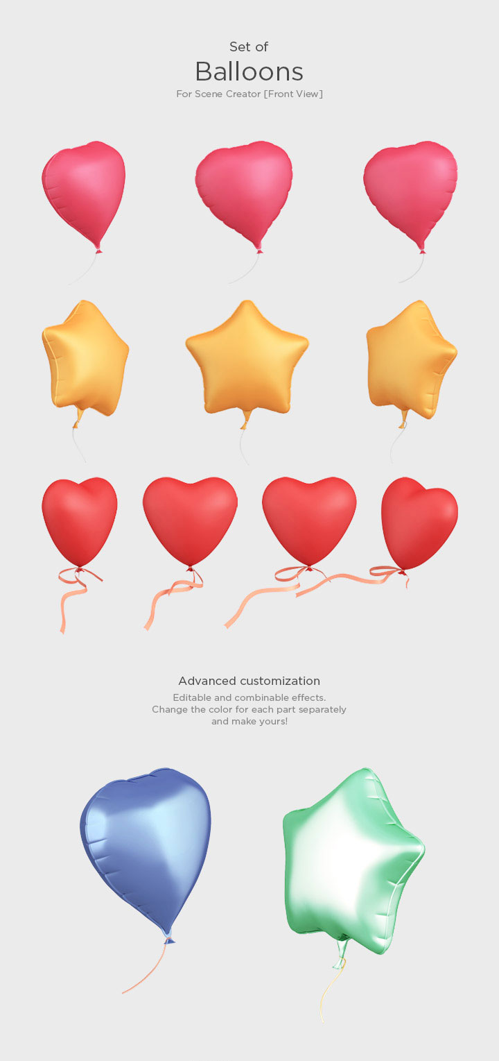 情人节必备的气球元素免费下载[PSD]