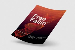 抽象粒子未来科技风格海报传单设计模板 Free Falling Flyer / Poster