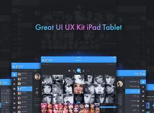 完美的多功能社交iPad Ui Kits套装下载[PSD]
