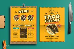 墨西哥烤肉主题餐厅菜单设计模板 Mexican food Menu