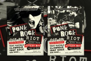 朋克摇滚音乐会宣传单设计模板 Punk Rock Concert