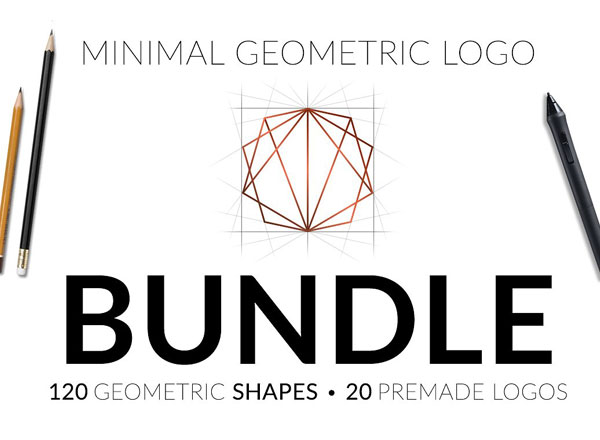 Logo 设计创意素材包 Minimal Geometric Logo Bundle v1（几何形状+Logo 模版+字体）