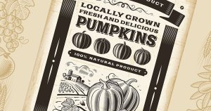 复古设计风格南瓜农产品促销海报模板 Vintage Pumpkin Harvest Poster