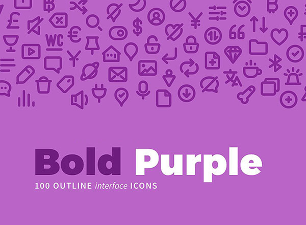 100个紫色风格线框图标集 100 Bold Purple Line Icons