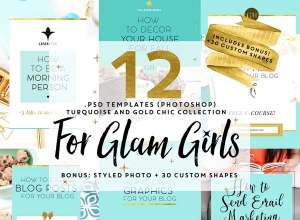 12套女性时尚社交网站设计模板素材 12 TEMPLATES FOR GLAM GIRLS + BONUS
