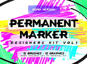 很酷的涂鸦风格笔刷免费试用装 Permanent Marker Designers Kit Vol.1 DEMO