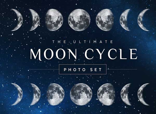 月相周期变化高清图案素材 Moon Cycle Photoshop Set