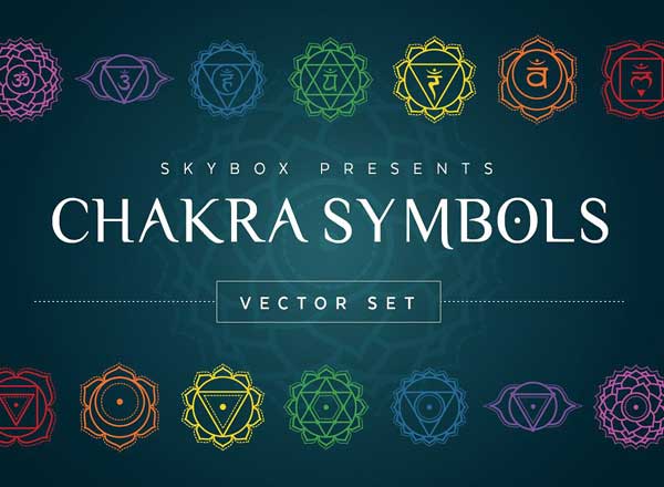 瑜伽精神文化符号矢量图形素材 Chakra Symbols Vector Set