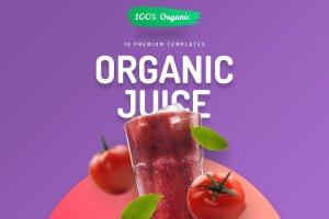 10款有机果汁主题巨无霸广告图片模板 Organic Juice – 10 Premium Hero Image Templates