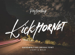 毛笔手写艺术英文字体 Kick Hornet – Font Duo + Extras