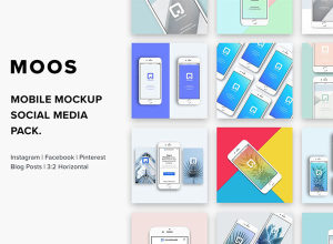 社交媒体、博客和网站展示样机 Moos – Mobile Mockup Social Media