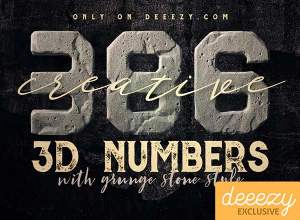 权具视觉冲击力的石头质感3D数字 Grunge Stone 3D Numbers