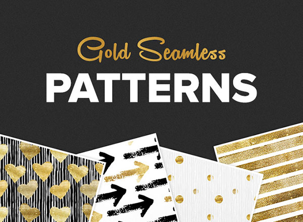 高贵又可爱的黄金元素纹理图案集 Seamless Gold Pattern Set