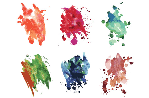 水彩滴痕效果 - 矢量纹理和画笔 Free Watercolor Smudges – Vectors, Textures and Brushes