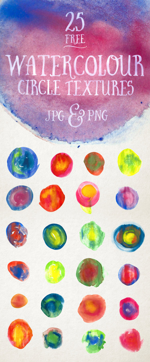 25个纯手工调制水彩圆点纹理素材包 25 Free Watercolour Circle Textures [JPG & PNG]