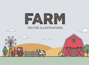 手绘农场元素矢量形状 Farm Vector Illustrations