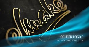 金属字体Logo动态演示AE模板 Gold Logo