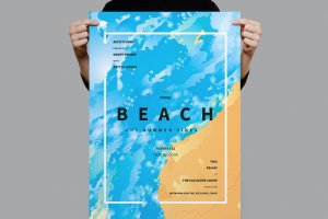 抽象夏日沙滩油画风格海报传单设计模板 Beach Summer Flyer / Poster