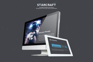 独特外太空主题IT行业适用PPT模板 Starcraft Powerpoint Template