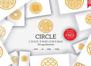 圆形 Logo 标志素材包 Circle Logo Emblems Bundles Vol.2 [EPS, AI, PSD]