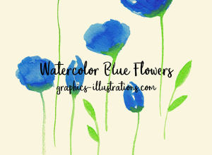 水彩花朵插画 Free Watercolor Blue Flowers