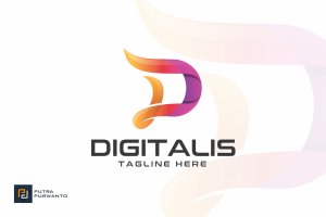英文字母D创意几何图形Logo设计模板 Digitalis / Letter D – Logo Template