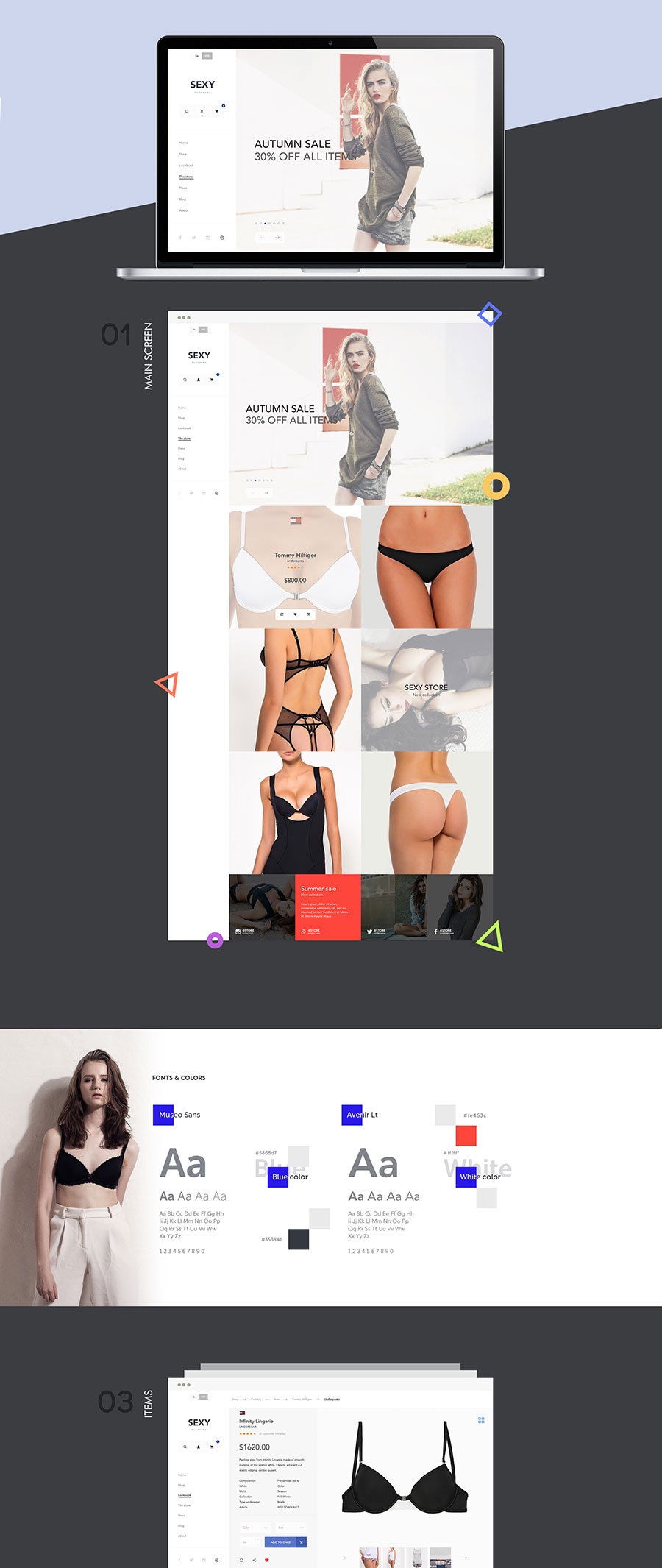 “性感的”内衣电商网站UI KITS下载