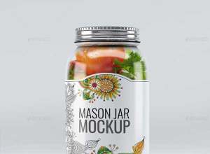 果酱罐头外包装设计展示样机 Mason Jar Mock-Up V.1