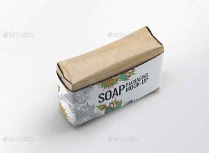 香皂肥皂包装贴纸展示样机 Soap Bar Paper Sleeve Mock-Up