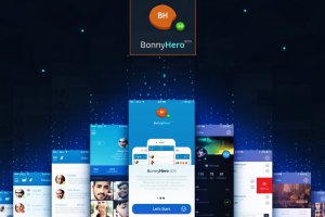 社交网站APP应用UI设计套件v2 Bonny Hero Mobile UI KIT App ver. 2.0