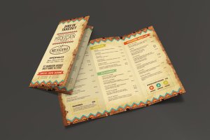 墨西哥美食三折页版式菜单模板 Trifold Mexican Food Menu