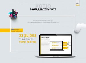 一套黄色系简洁精美免费PPT Kotio Free Powerpoint Templates