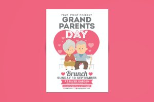 祖父母节免费用餐活动传单PSD素材 Grandparents Day Brunch