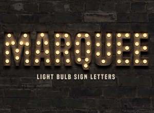 带灯泡发光效果字体图形 Marquee: Light Bulb Sign Letters
