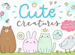 可爱风卡通动物矢量素材 Cute Creatures Vector Set