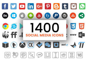 社交媒体矢量图标超级大合集 1400 Social Media Icons for FREE